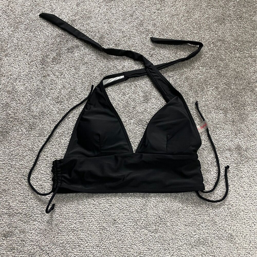 Romwe Swimwear Bikini Top Women Medium Black Padded Halter Backless Summer Beach